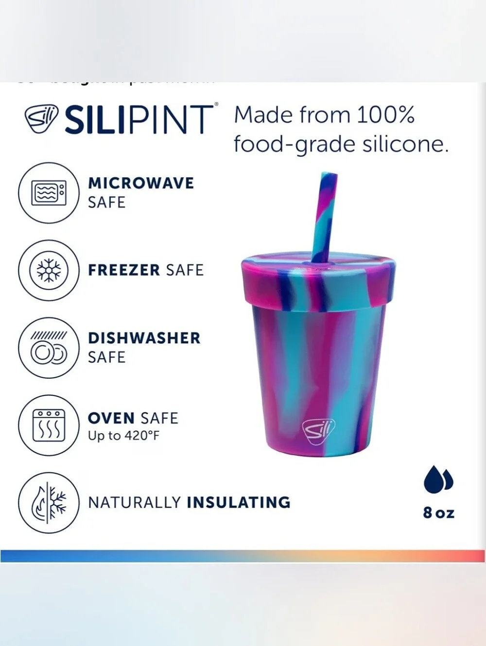 Silipint - 8oz Silicone Tumbler with Straw and Lid – NEW